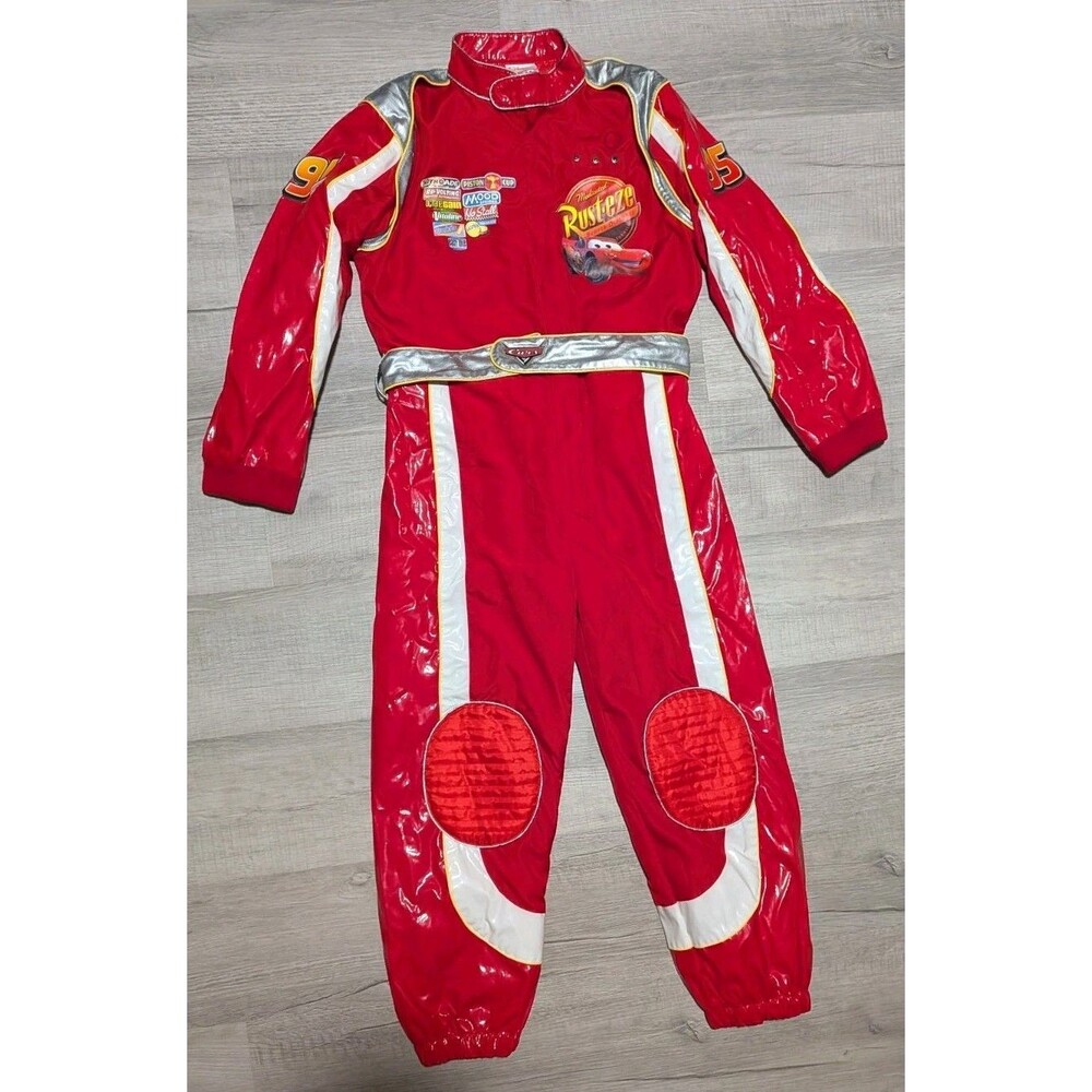 Disney Store Cars Lightning McQueen Pit Crew Jumpsuit Halloween Costume Sz 10/12